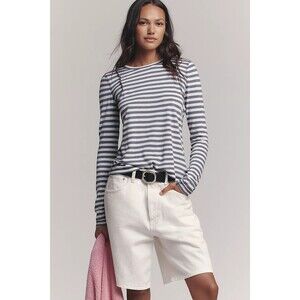 Anthropologie Pilcro The Teddy Tissue Tee Top Striped Print Long Sleeve S 283788